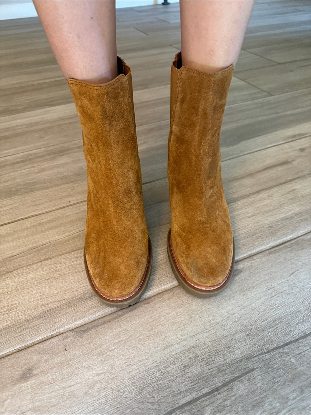 Tory Burch Women's Suede Mid-Calf Boot in Cognac Brown - Size 11